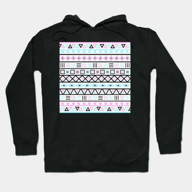 Aztec Influence BW Pink Blue Hoodie by NataliePaskell